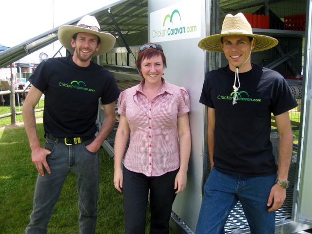 Kerrie Phipps with Daniel and Evan O'Brien at Orange Field Days where they won "Farm Inventor Of The Year".